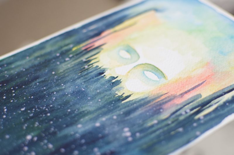 Forest Ghost Original Surrealistic Watercolour Painting A5