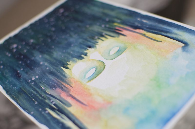 Forest Ghost Original Surrealistic Watercolour Painting A5