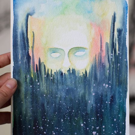 Forest Ghost Original Surrealistic Watercolour Painting A5