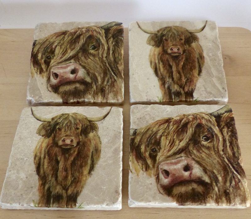 Set of Four Marble Coasters - Various Designs