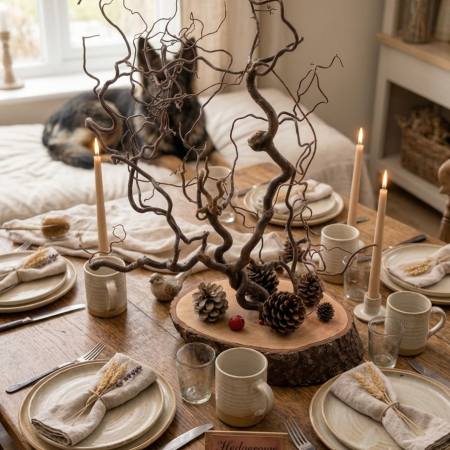Natural Twisted Hazel Branch centrepiece
