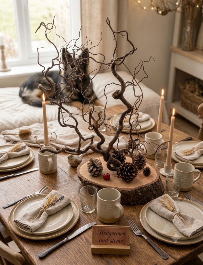 Natural Twisted Hazel Branch centrepiece