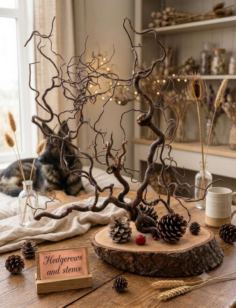 Natural Twisted Hazel Branch centrepiece