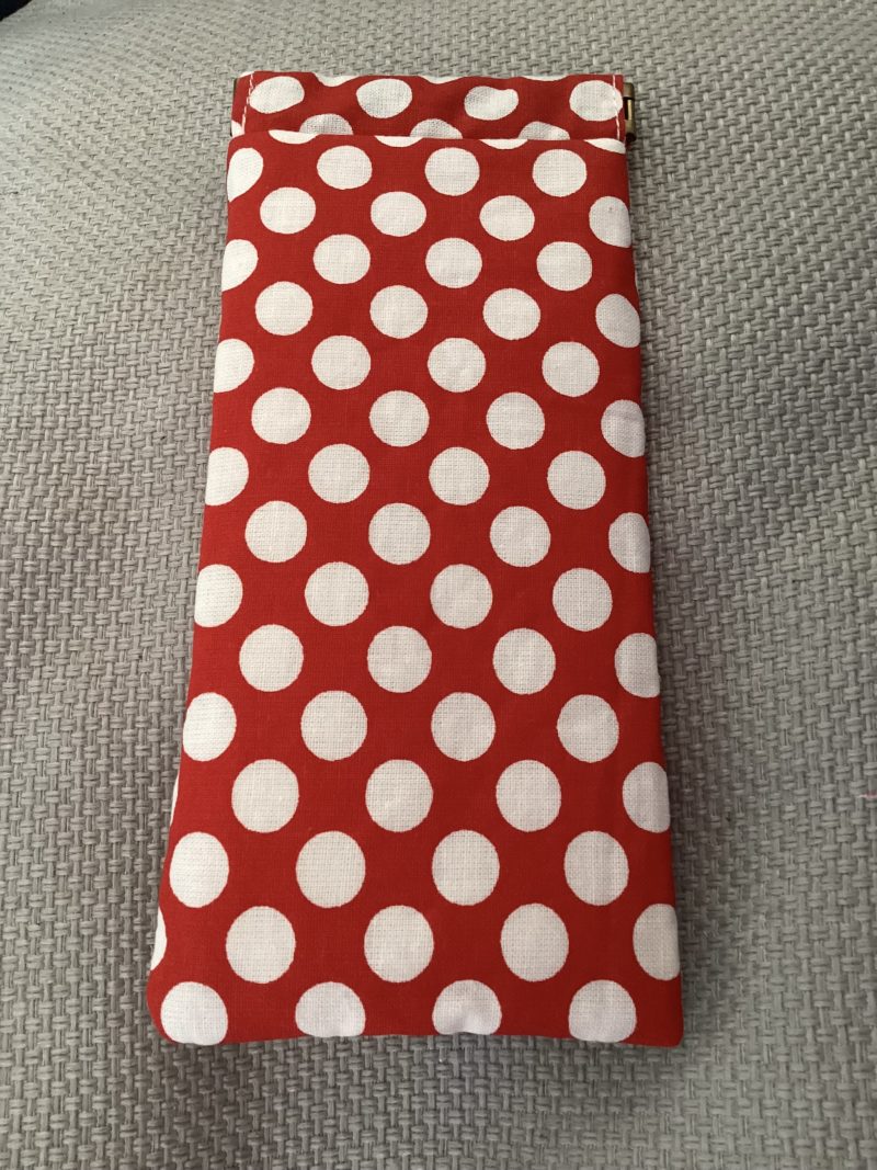 Red Polka Dot Fabric Lined Padded Glasses Case with Magnetic Fastener