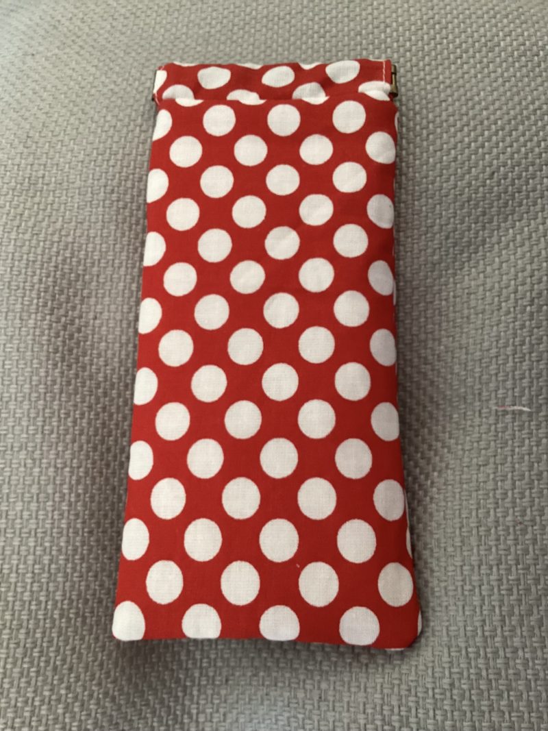 Red Polka Dot Fabric Lined Padded Glasses Case with Magnetic Fastener
