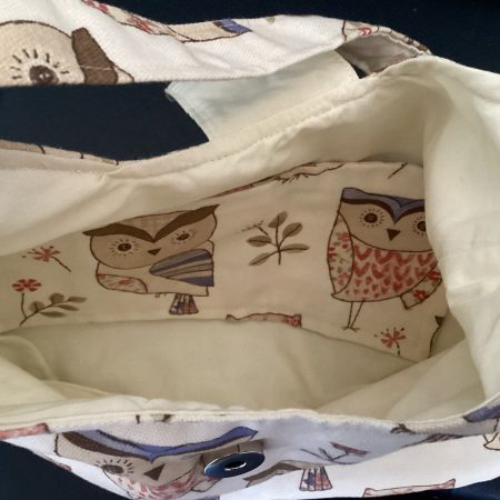 Really Cute Fabric Cream Owl Themed Phoebe Bag/Handbag/Shoulder Bag