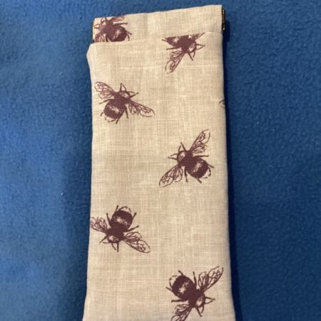 Beautiful Beige Burgundy Bees Fabric Padded Lined Glasses Case with Magnetic Clip