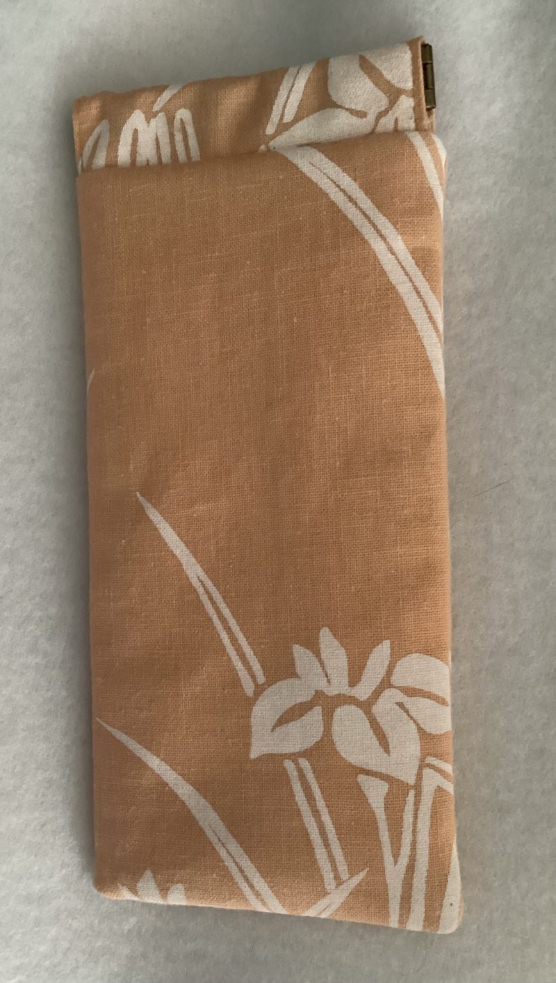 Orange Floral Fabric Padded Lined Glasses Case
