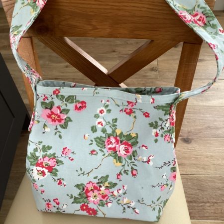 Beautiful Lined Bucket/Shoulder Bag Handmade using Cath Kidston Slate Blue Rose Fabric