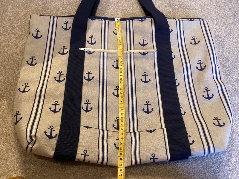 Navy/Beige Nautical Seaside Themed Anchor Lined Zipped Medium/Large Beach Bag