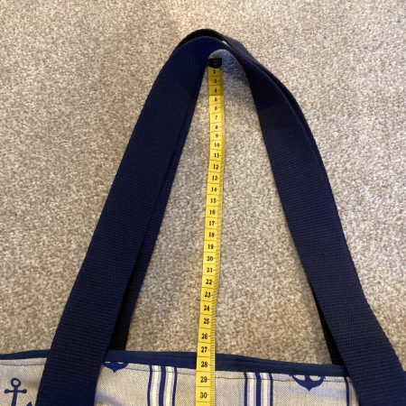 Navy/Beige Nautical Seaside Themed Anchor Lined Zipped Medium/Large Beach Bag