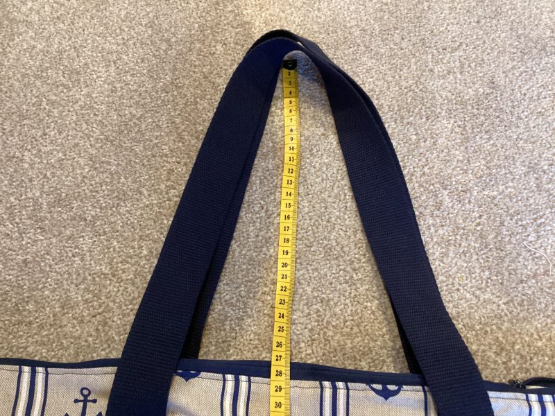 Navy/Beige Nautical Seaside Themed Anchor Lined Zipped Medium/Large Beach Bag