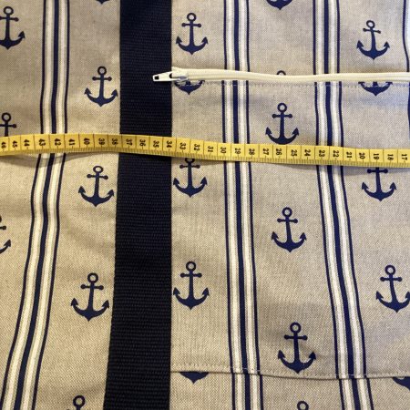 Navy/Beige Nautical Seaside Themed Anchor Lined Zipped Medium/Large Beach Bag