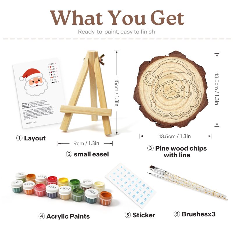 Pine Wood Paint by Number Kit | Christmas Bells (20cm)