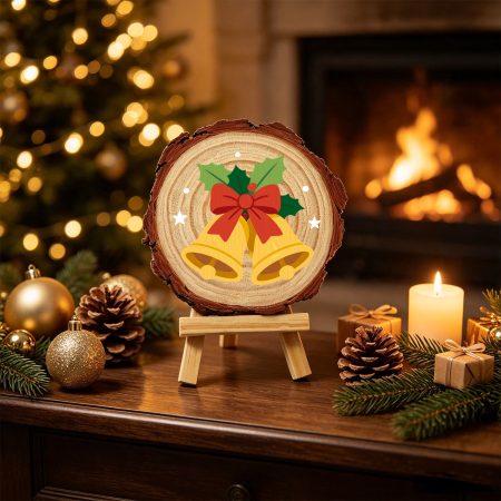 Pine Wood Paint by Number Kit | Christmas Bells (20cm)