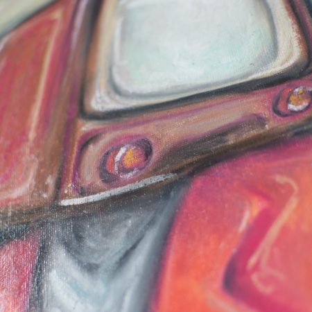 TV Head Surrealistic Original Oil Pastel Artwork in 28 cm x 35.5 cm