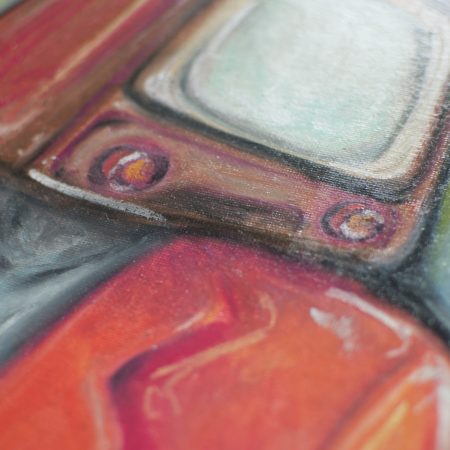 TV Head Surrealistic Original Oil Pastel Artwork in 28 cm x 35.5 cm