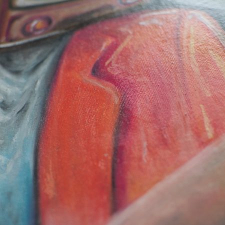 TV Head Surrealistic Original Oil Pastel Artwork in 28 cm x 35.5 cm