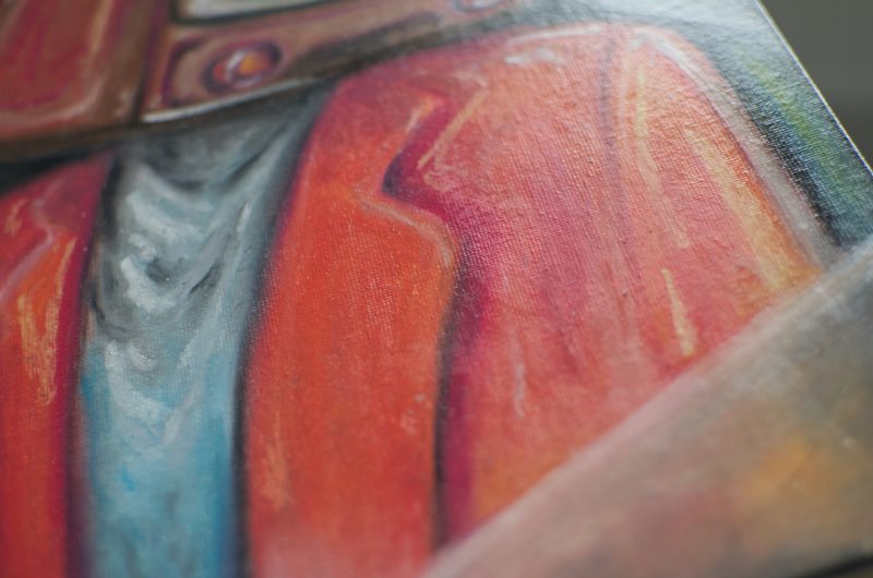 TV Head Surrealistic Original Oil Pastel Artwork in 28 cm x 35.5 cm