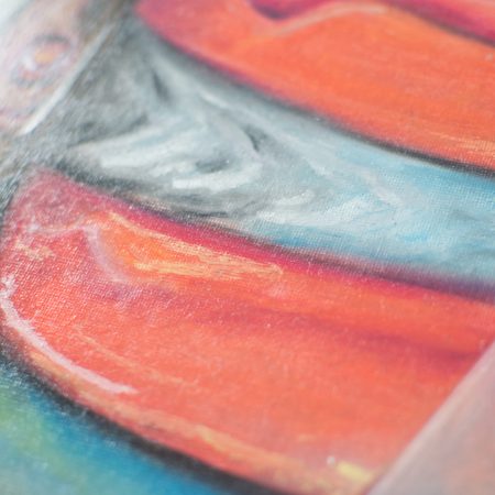 TV Head Surrealistic Original Oil Pastel Artwork in 28 cm x 35.5 cm