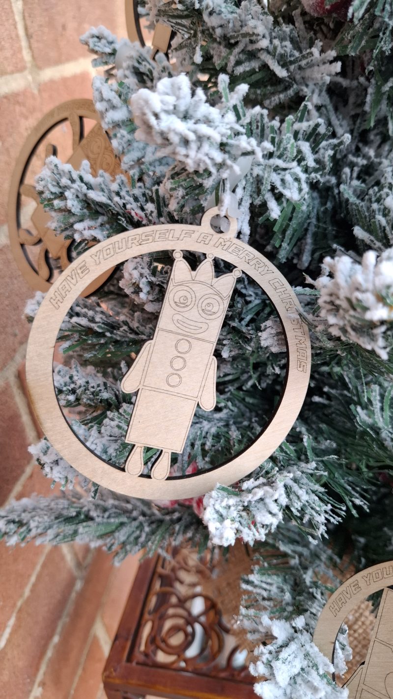 1 - 9 Numberblocks Themed Christmas Tree Decorations, Wooden Tree Present