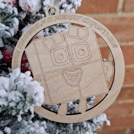 1 - 9 Numberblocks Themed Christmas Tree Decorations, Wooden Tree Present