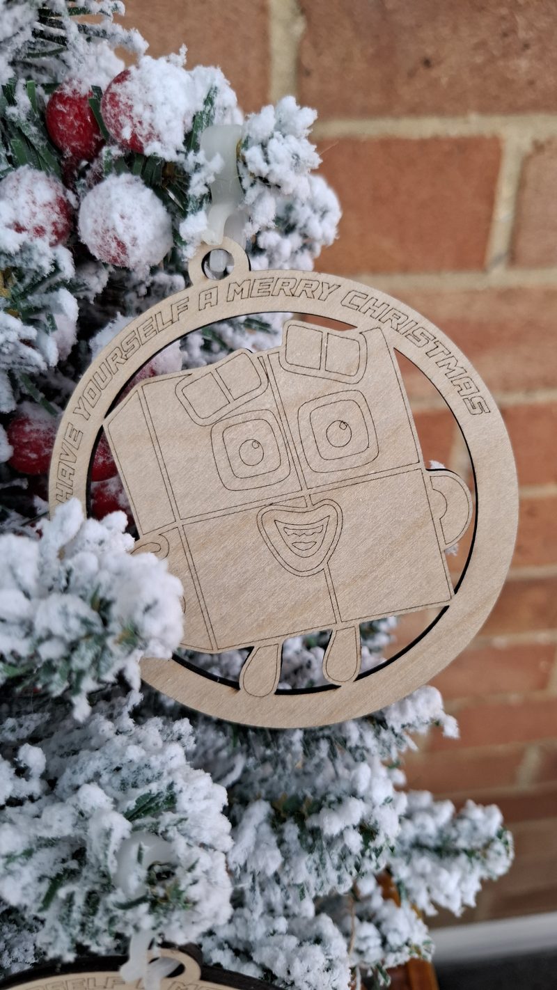 1 - 9 Numberblocks Themed Christmas Tree Decorations, Wooden Tree Present