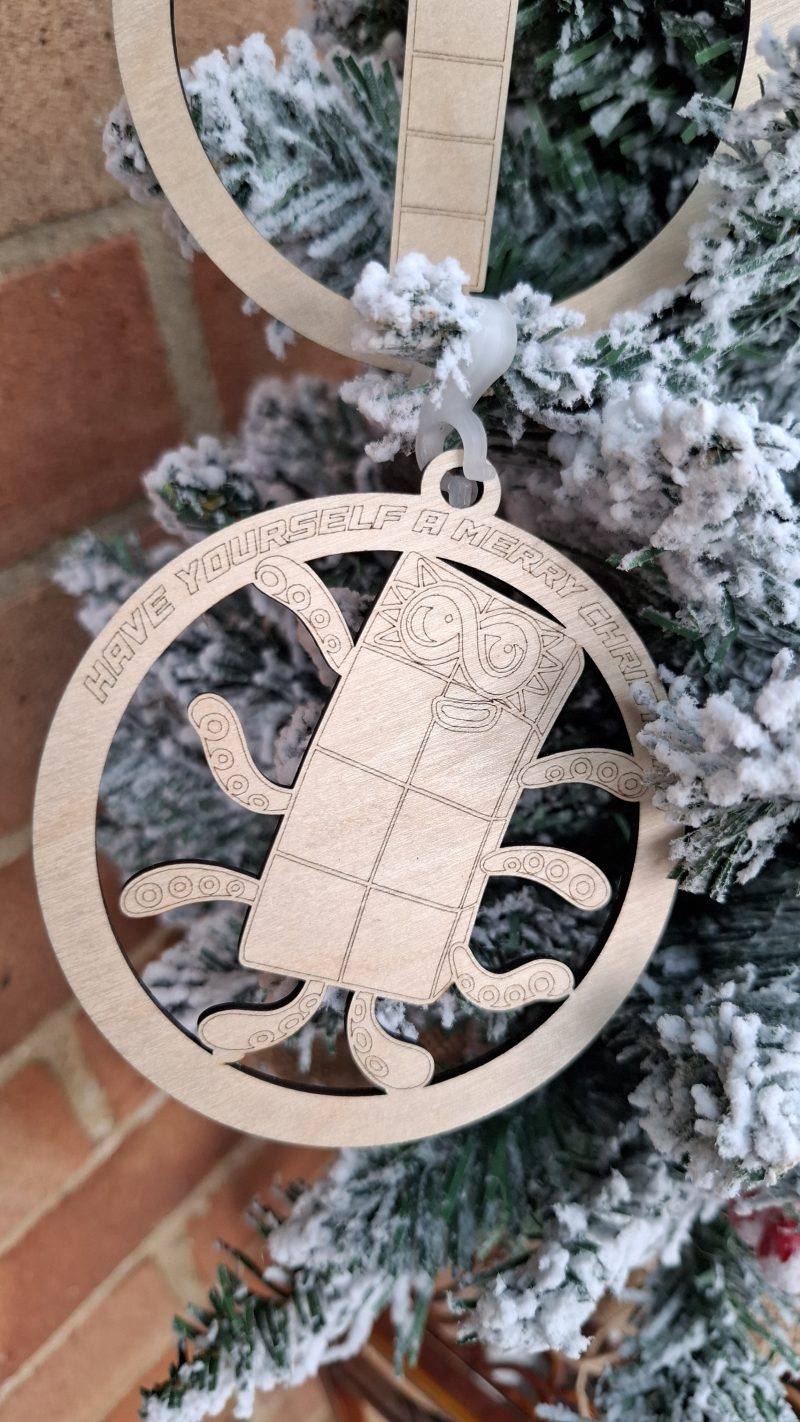 1 - 9 Numberblocks Themed Christmas Tree Decorations, Wooden Tree Present
