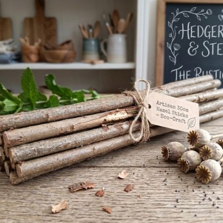 Natural Hazel Sticks x 10