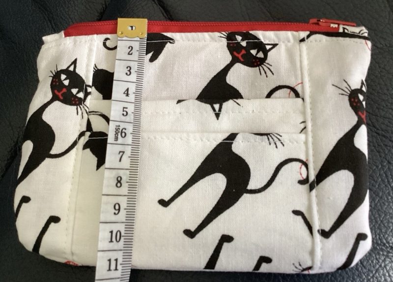 Super Cute Handmade Black Cat Fabric Zipped Coin/Card Purse with Matching Red Lining