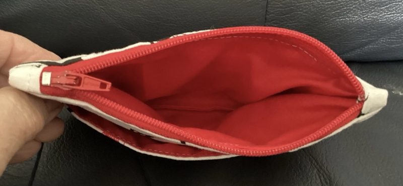 Super Cute Handmade Black Cat Fabric Zipped Coin/Card Purse with Matching Red Lining