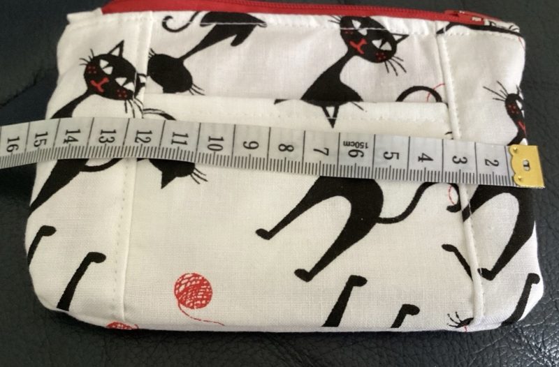 Super Cute Handmade Black Cat Fabric Zipped Coin/Card Purse with Matching Red Lining