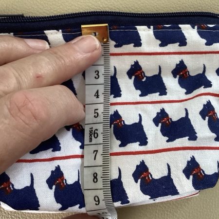 Really Cute Small Fabric Zipped Lined Coin Purse White With Blue Scotty Dogs