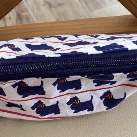 Really Cute Small Fabric Zipped Lined Coin Purse White With Blue Scotty Dogs
