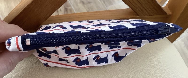 Really Cute Small Fabric Zipped Lined Coin Purse White With Blue Scotty Dogs