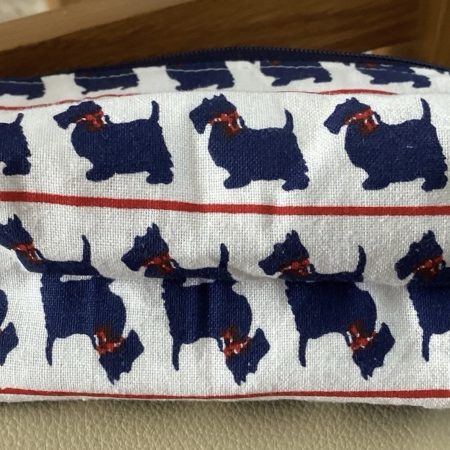 Really Cute Small Fabric Zipped Lined Coin Purse White With Blue Scotty Dogs