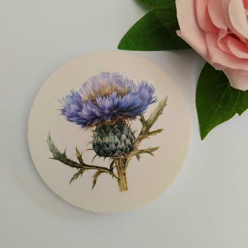 Plaster thistle coaster, thistle gift, thistle coaster, coaster gift