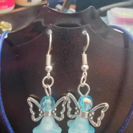 Handmade Blue Angel Necklace And Earrings Set