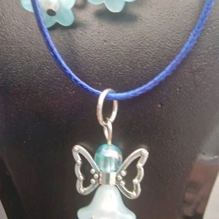 Handmade Blue Angel Necklace And Earrings Set
