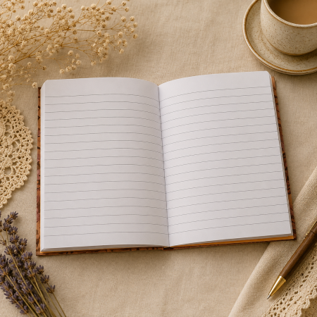 Handmade Dusky Pink Botanical Fabric Notebook – A6 Lined Journal