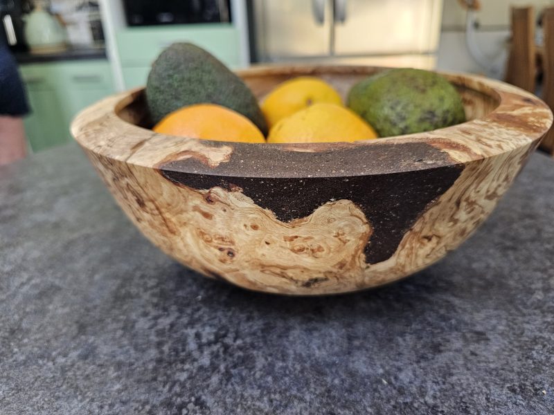 a unique hand turned spalted beech bowl