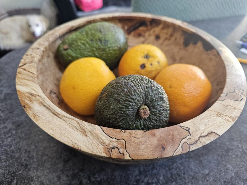 a unique hand turned spalted beech bowl