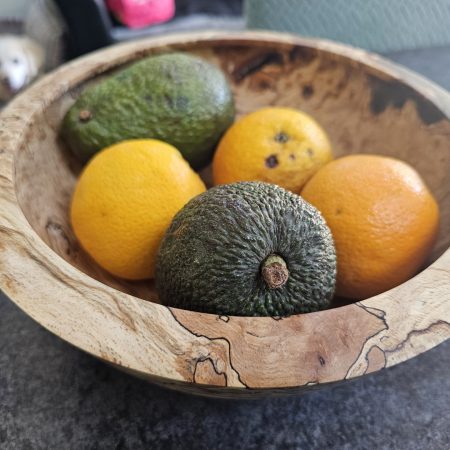 a unique hand turned spalted beech bowl