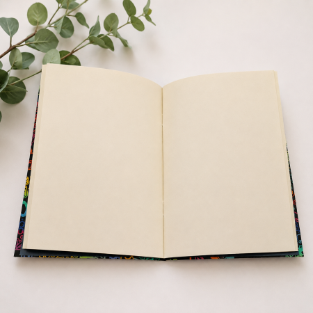 Handmade Rainbow Candy Skull Fabric Notebook