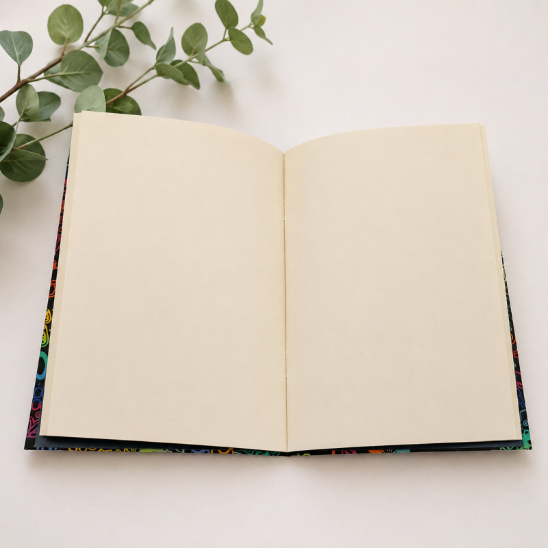 Handmade Rainbow Candy Skull Fabric Notebook