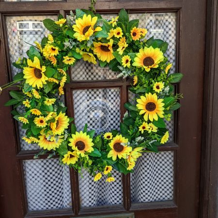Artificial Sunflower Wreath in a cottage style