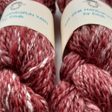 Hand Spun Yarn - Corriedale & Lotus Plant Fibre - Raspberry Ripple