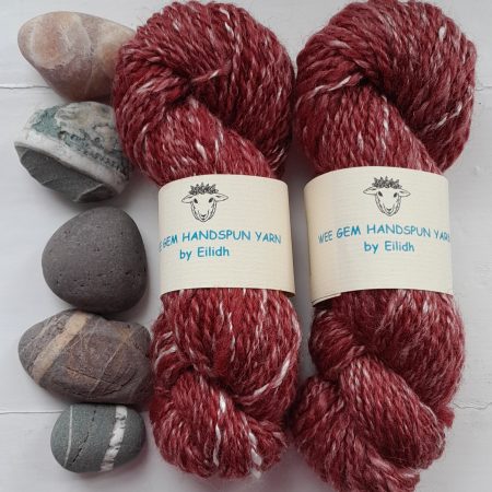 Hand Spun Yarn - Corriedale & Lotus Plant Fibre - Raspberry Ripple