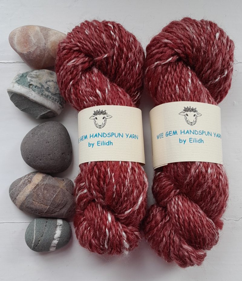 Hand Spun Yarn - Corriedale & Lotus Plant Fibre - Raspberry Ripple