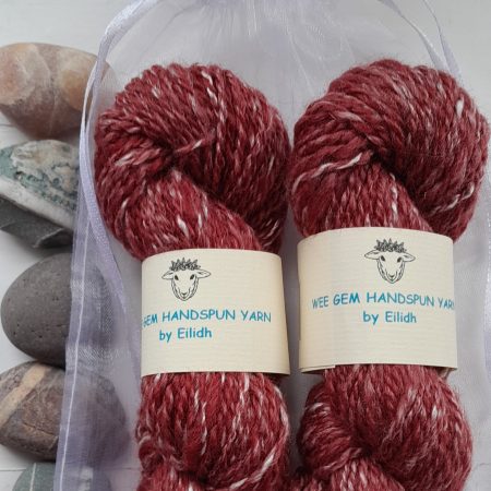 Hand Spun Yarn - Corriedale & Lotus Plant Fibre - Raspberry Ripple